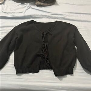 Black Lace-Up Women's Sweater